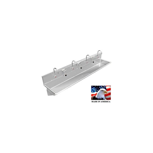 Best Sheet Metal. BSM Inc. Stainless Steel Sink, 4 User w/Electronic Faucets, Wall Brackets 80" L X 20" W X 8" D 043E80208B - main